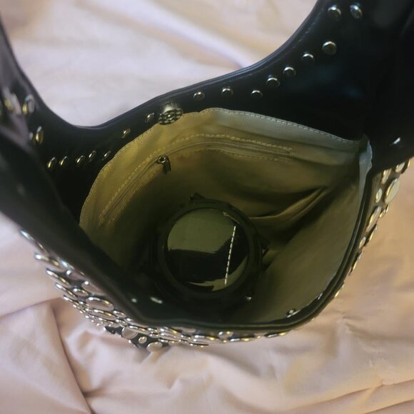 Neiman Marcus Studded Y2K Rivet Hobo Bucket Purse - Picture 6 of 8